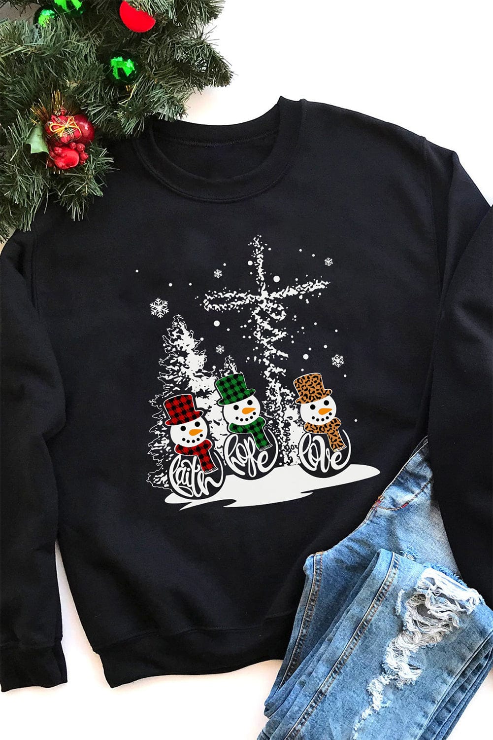 Cozy Black Snowman Christmas Sweater