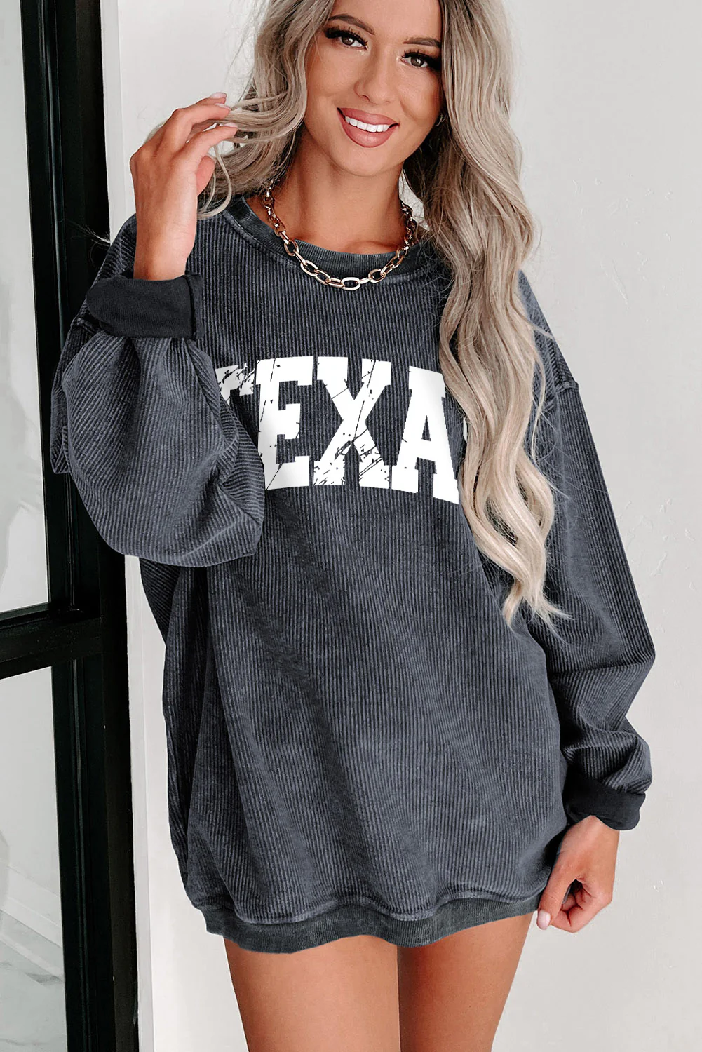 Cozy Corduroy Texas Graphic Sweater