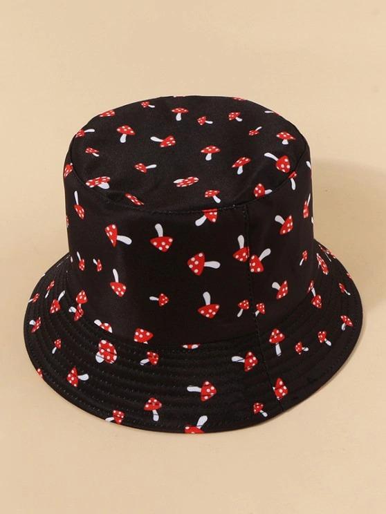 Women's Cute Mushroom Print Reversible Bucket Hat for All-Day Comfort Economic Shipping on Qualifying Orders Use Code Mylook for Extra Savings