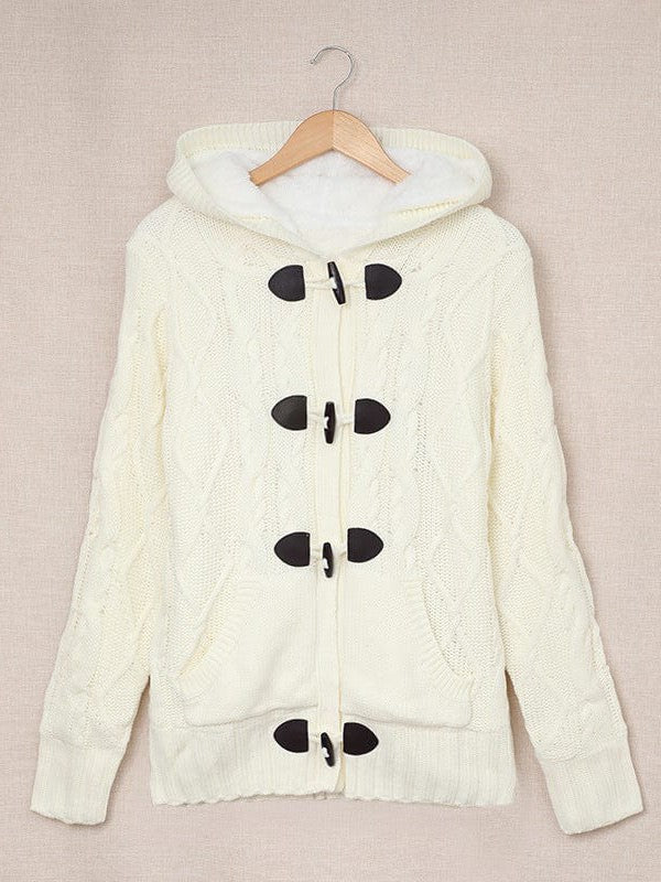 Women'S Fleece Hooded Sweater Jacket With Long Sleeve Warmth