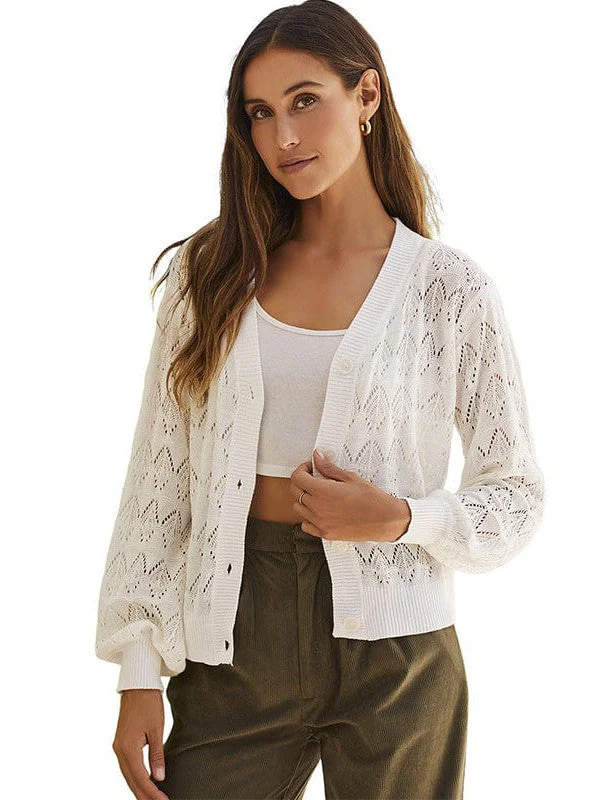 Versatile Loose Shell Pattern Cardigan Sweater Top Jacket For Women'S