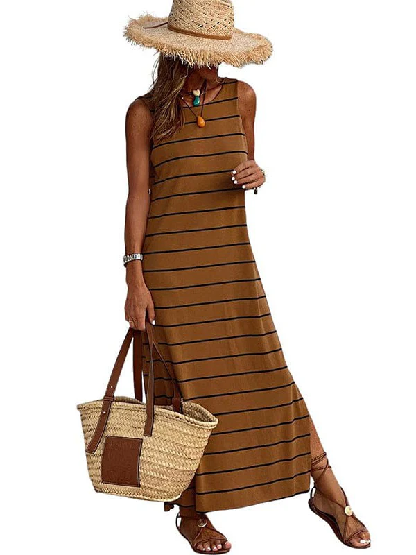 Striped Tank Top And Matching Long Skirt Set