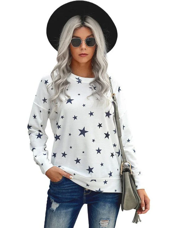 Casual Round Neck Sweater With Printed Design For Women