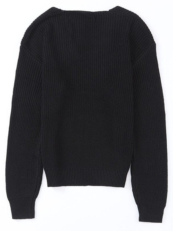 Slim Fit Threaded Sweater Pullover For Women In Simple Style