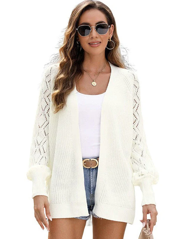 Stylish Solid Color Knitted Cardigan For Women With Mid-Length Design And Casual Style