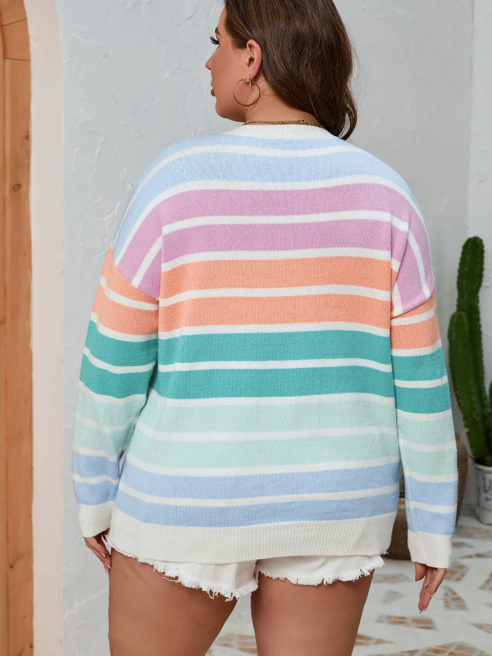 Vibrant Striped Plus Size Sweater for Winter
