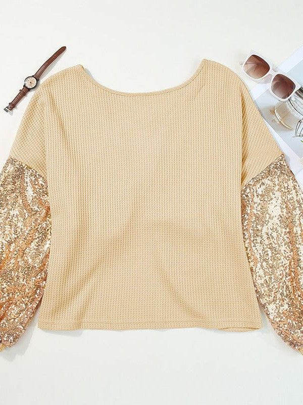 Sexy Backless Sequined Waffle Knit Sweater For Women