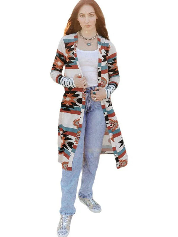 Stripe Pattern Loose Fit Sky Blue Cardigan Jacket