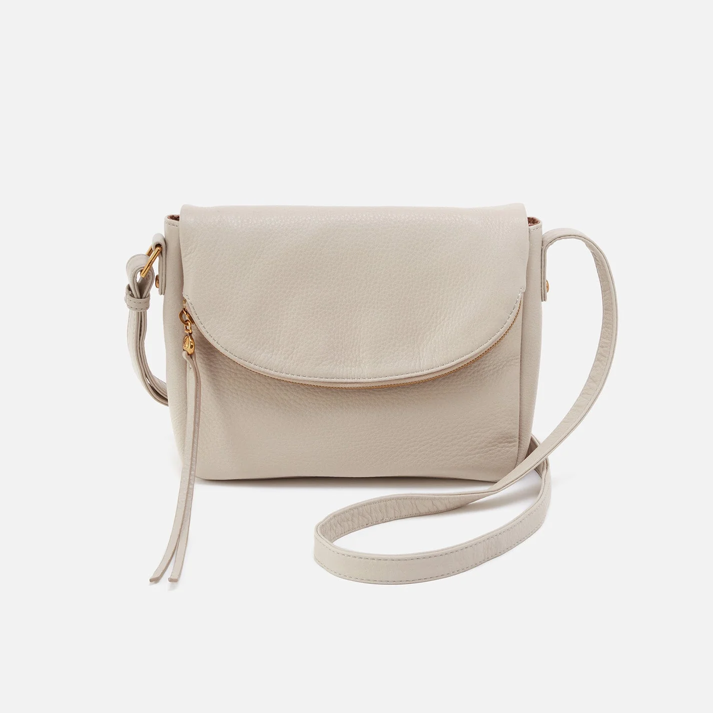 Fern Messenger Crossbody in Pebbled Leather - Chalk Gold Leaf