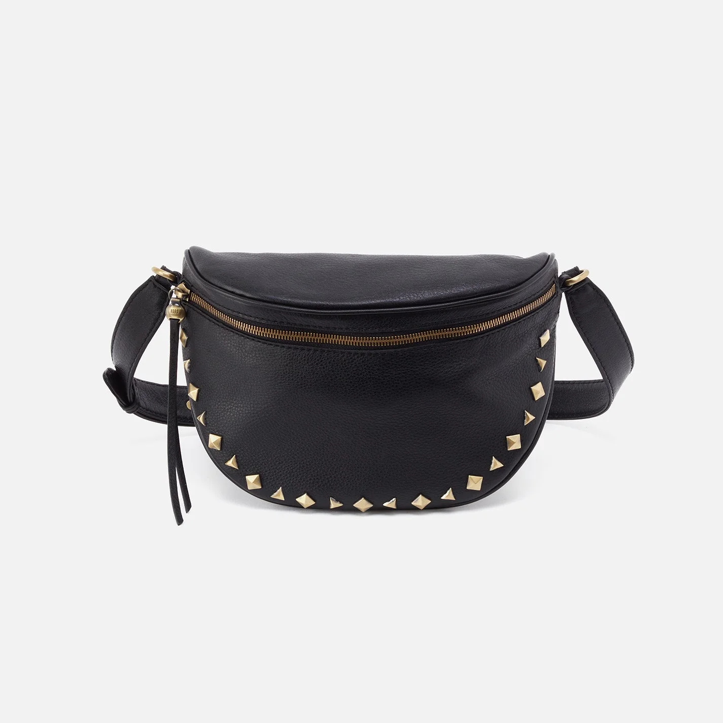 Juno Belt Bag in Pebbled Leather - Black Granite Grey