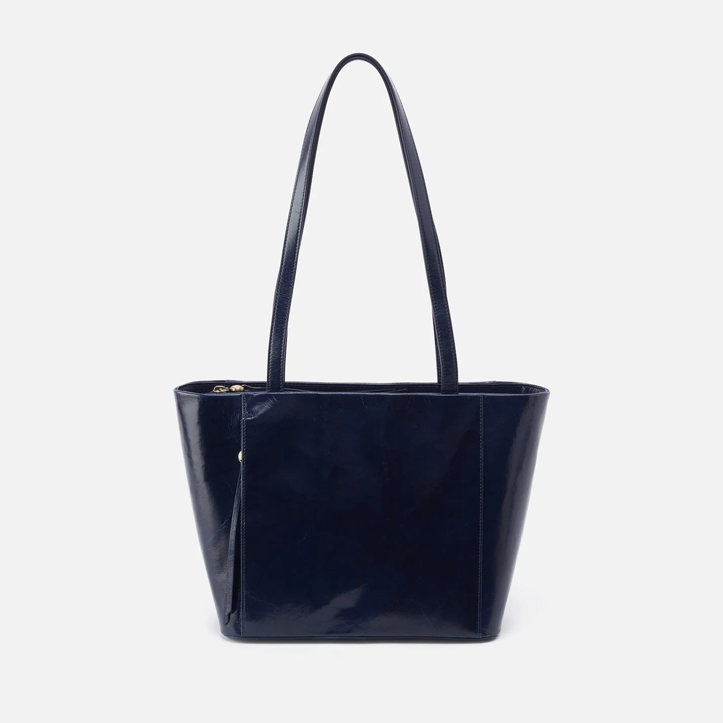 Haven Tote in Polished Leather - Nightshade Black