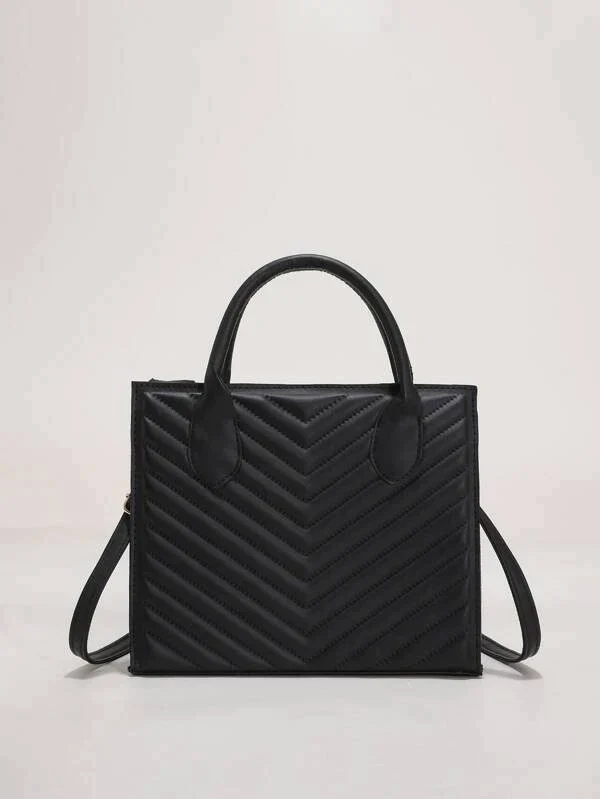 Ladies mini tote and crossbody bag chevron pattern