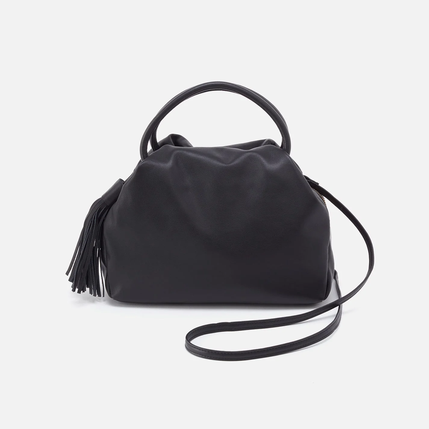 Darling Small Satchel in Silk Napa Leather - Black Lavender