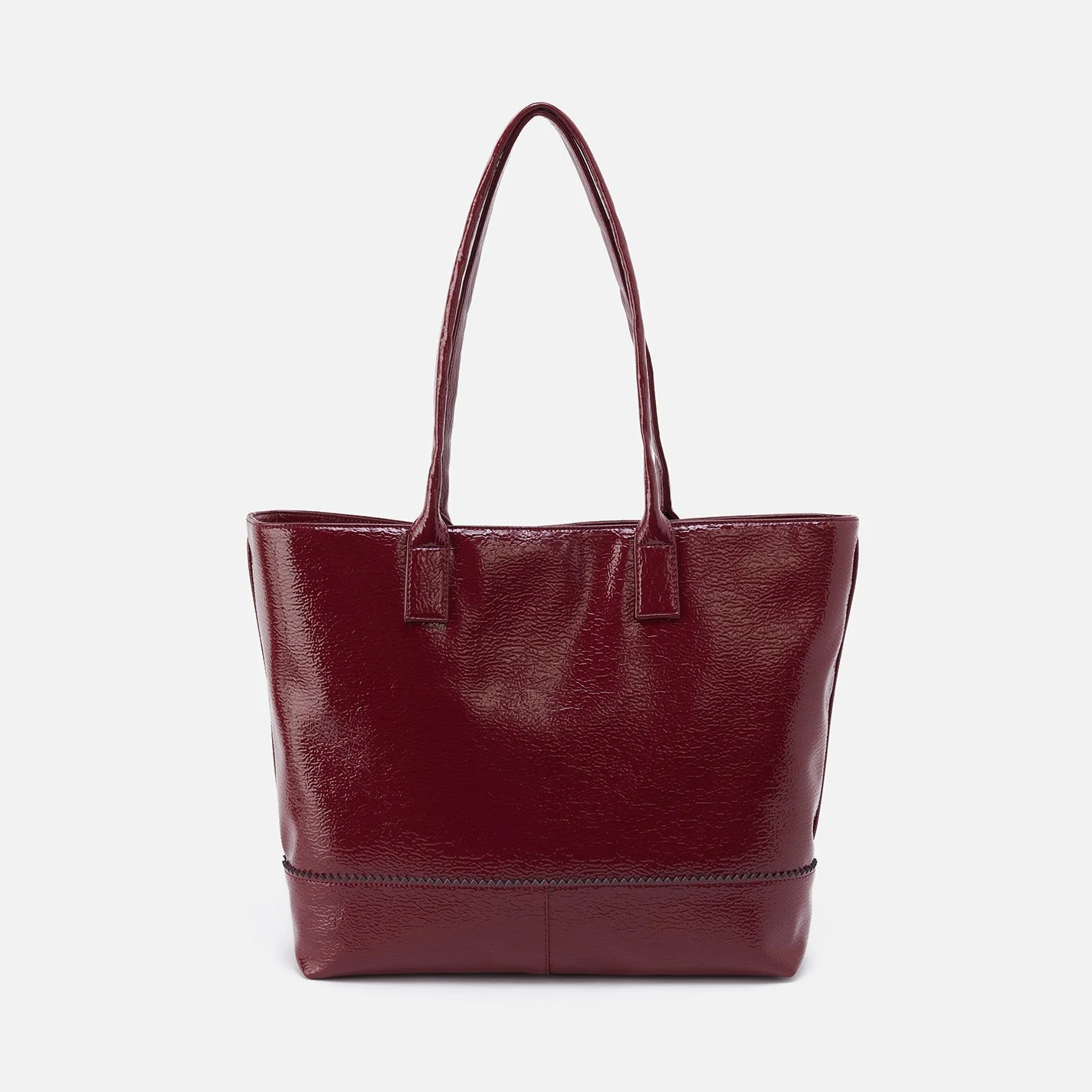 Hobo Shopper Tote in Pebbled Patent - Burgundy