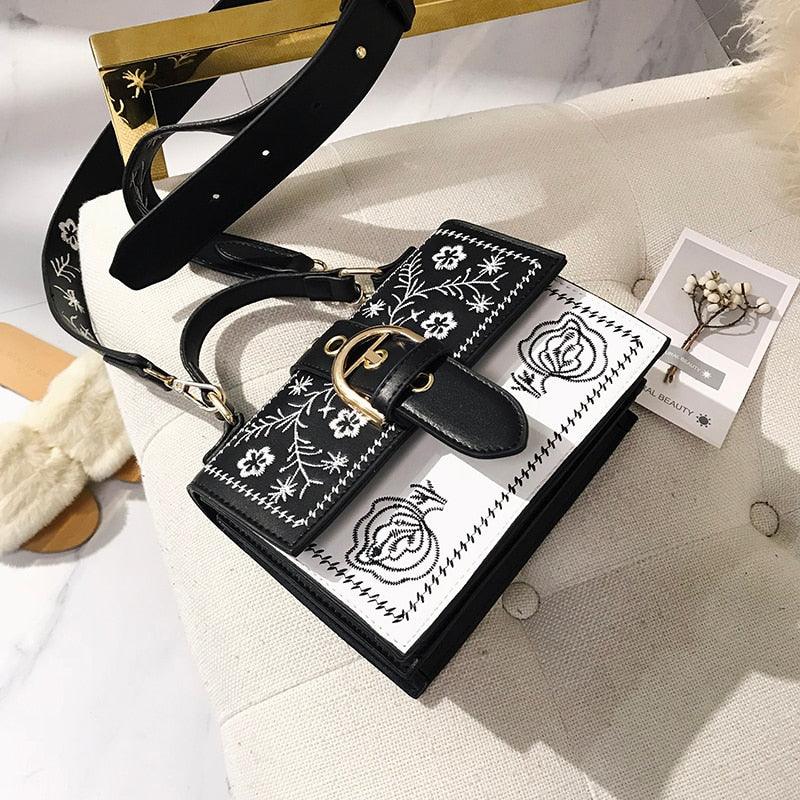 Ladies shoulder and crossbody bag vintage embroidered flower detail beautiful bag