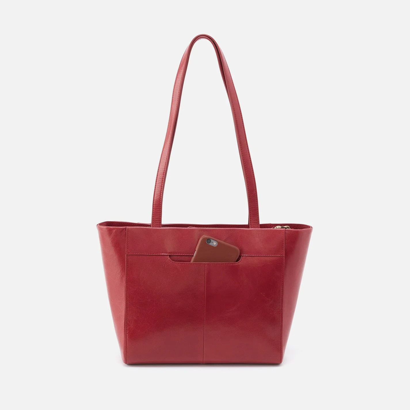 Haven Tote in Polished Leather - Cranberry Black