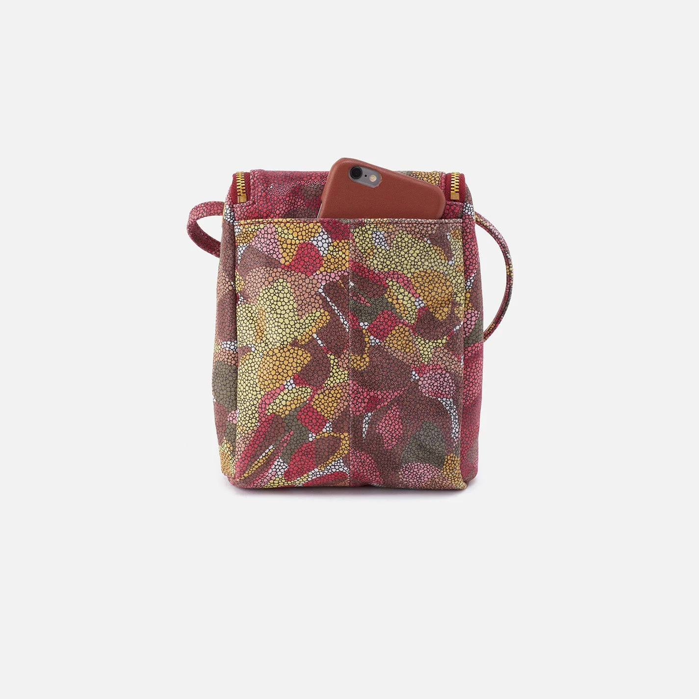 Fern Crossbody in Printed Leather - Abstract Foliage Gold Leaf