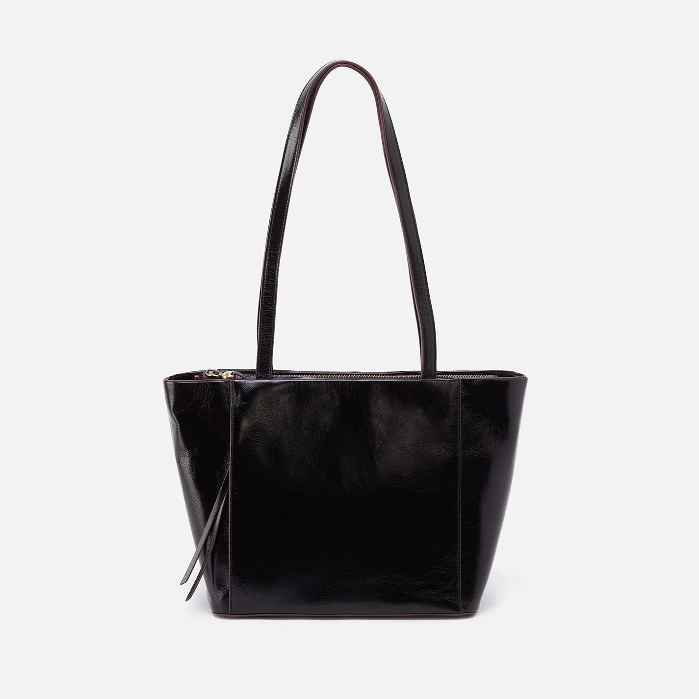 Haven Tote in Polished Leather - Nightshade Black