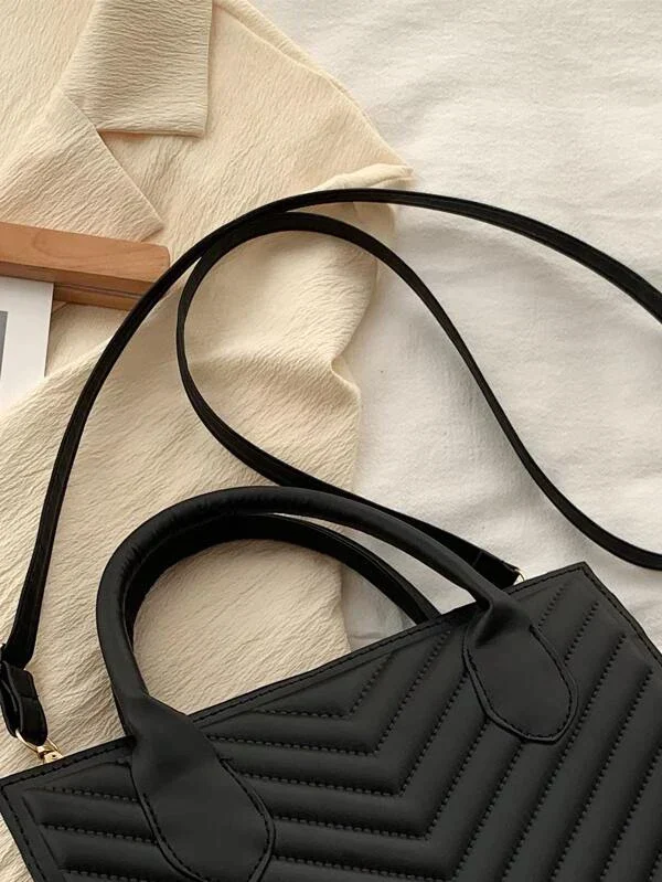 Ladies mini tote and crossbody bag chevron pattern