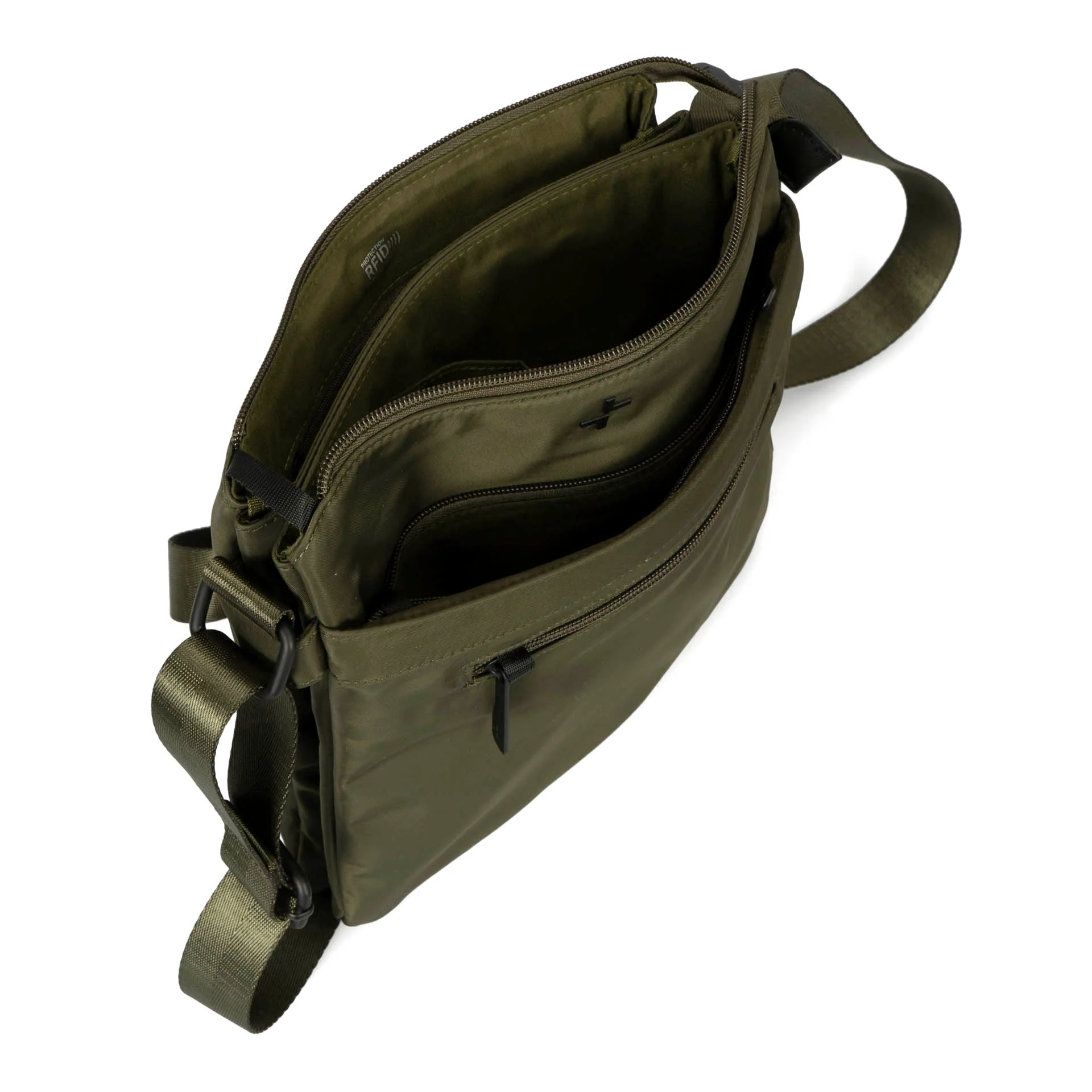 Basic Nylon RFID 2-Gusset Crossbody Bag