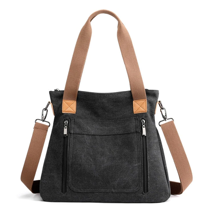 Large Zip Top Canvas Tote Bag