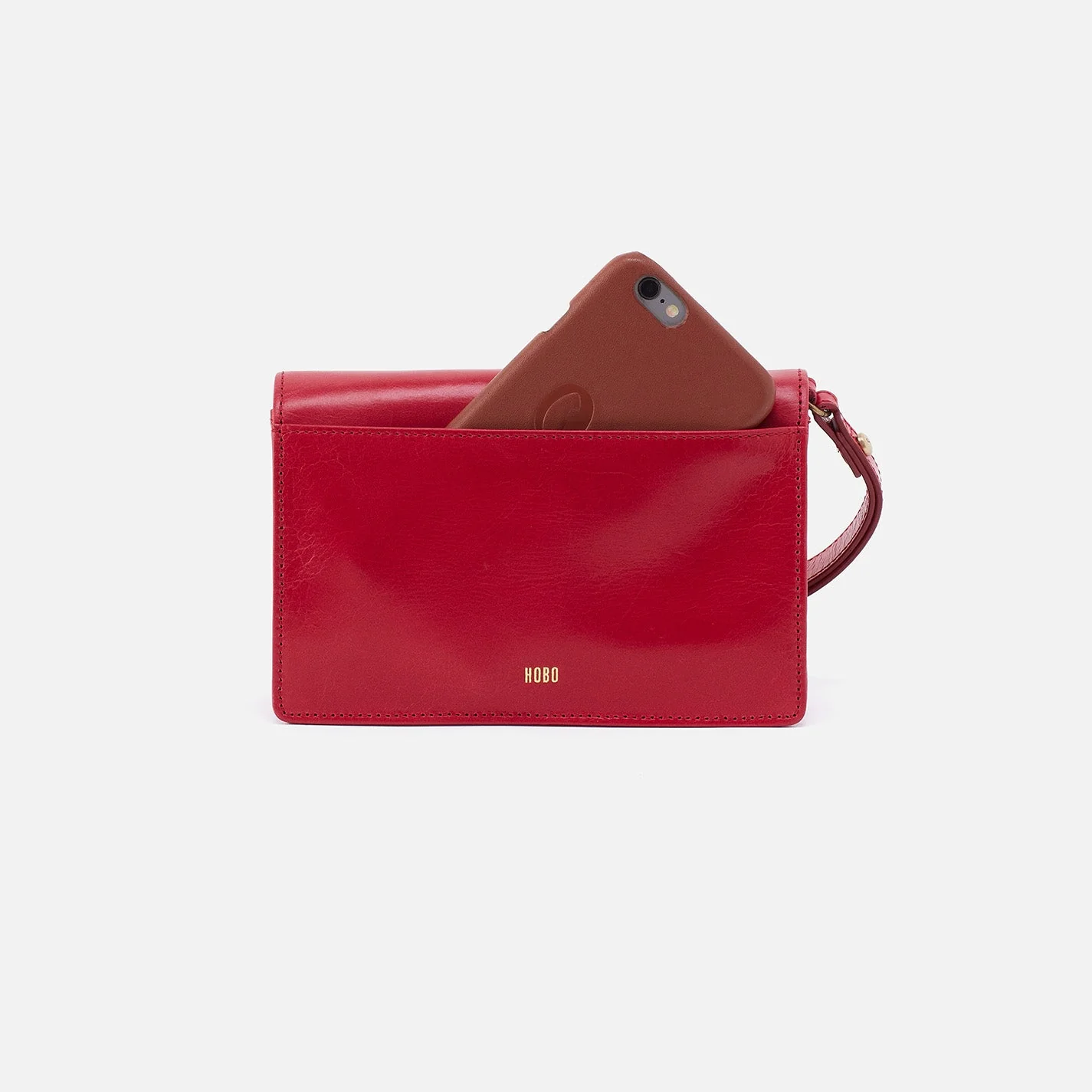 Jill Wristlet in Polished Leather - Claret Black