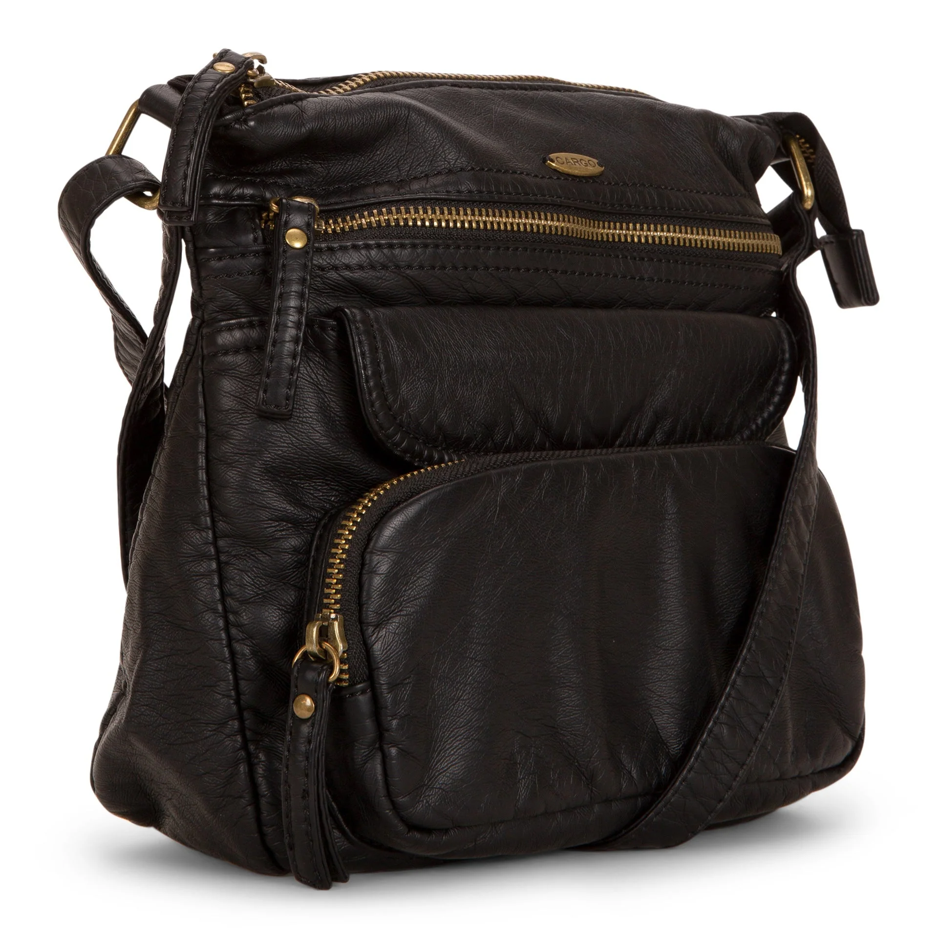 Small Faux Leather Multi-Pocket Crossbody