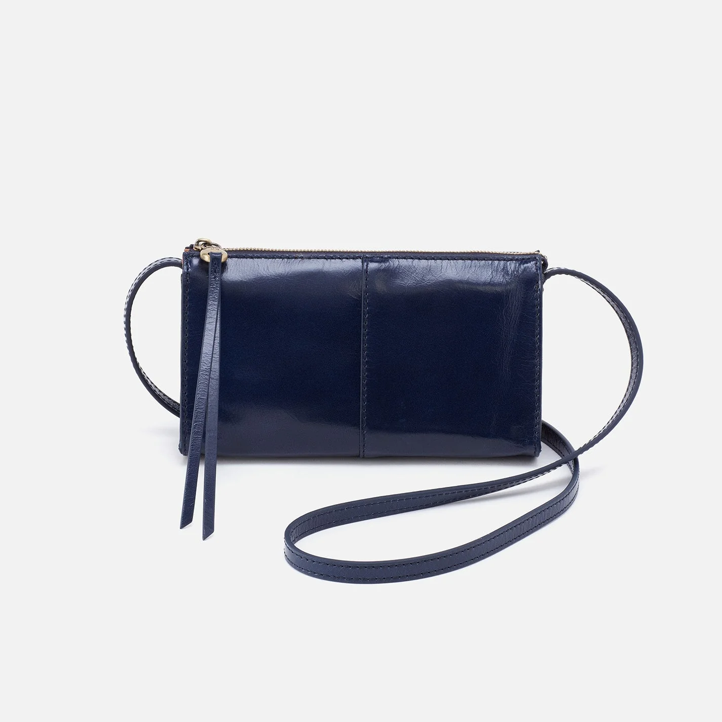 Jewel Crossbody in Polished Leather - Nightshade Black