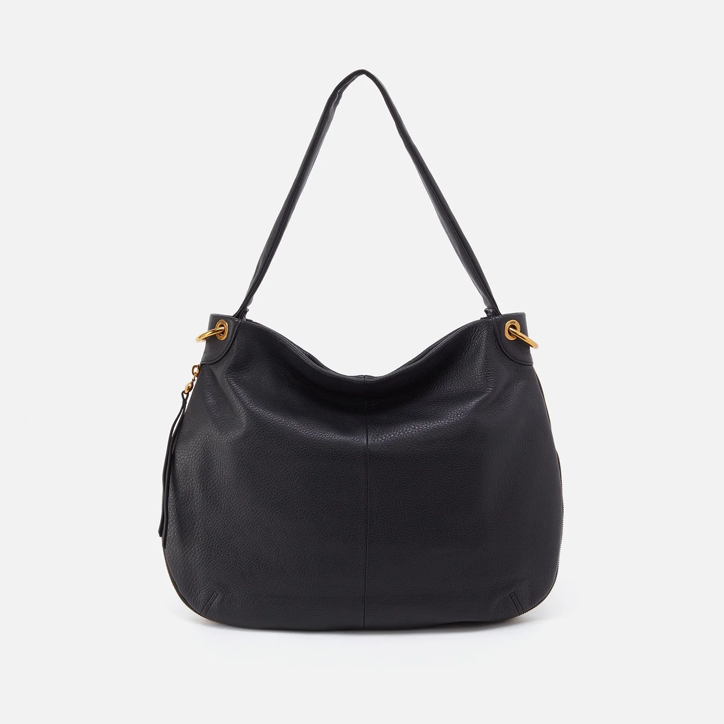 Fern Hobo in Pebbled Leather - Black Sandstorm
