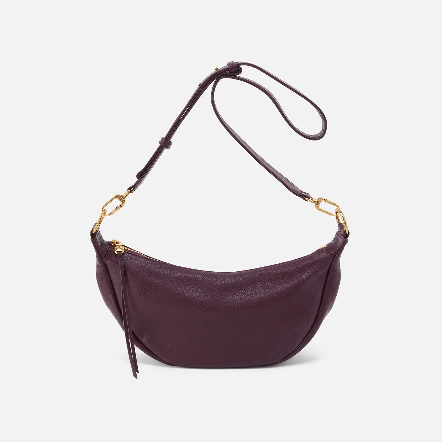 Knox Sling in Pebbled Leather - Ruby Wine Gold Leaf