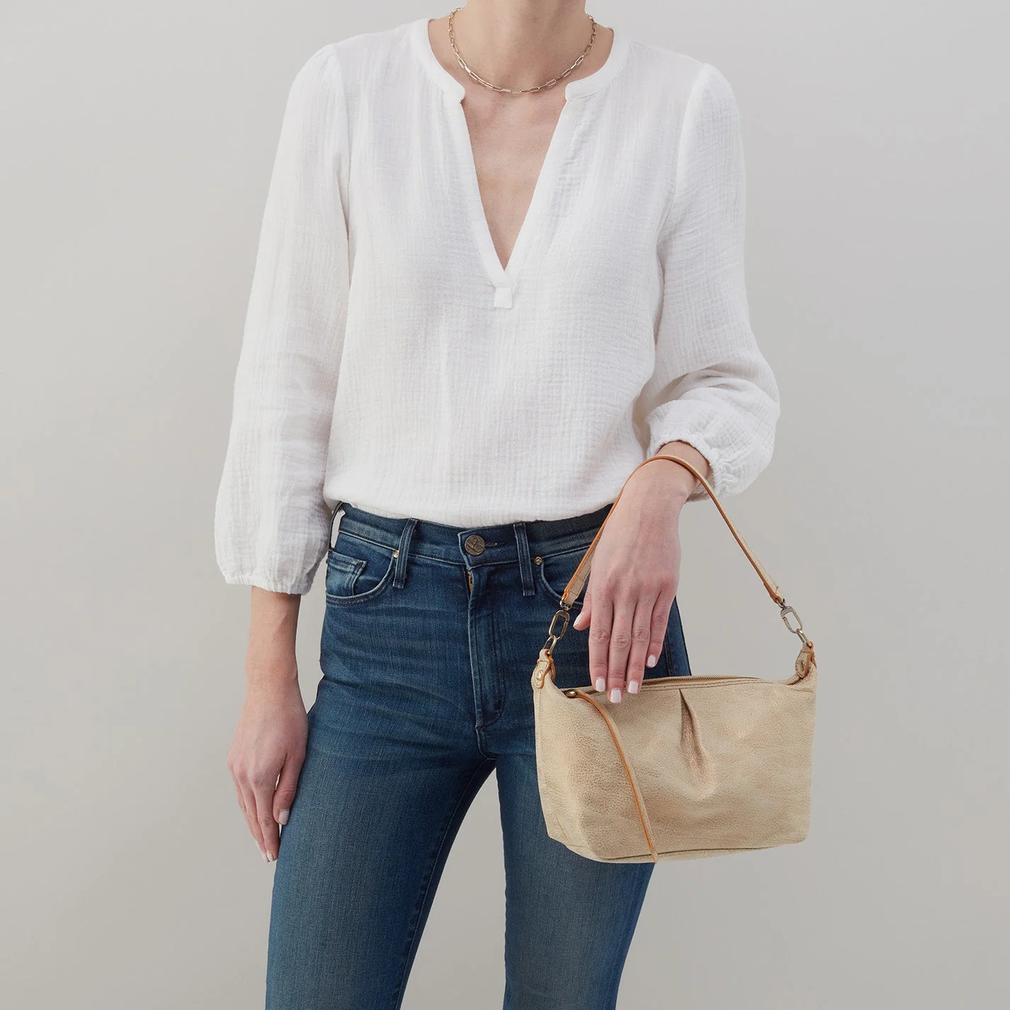 Kirby Crossbody in Metallic Leather - Gold Leaf Black