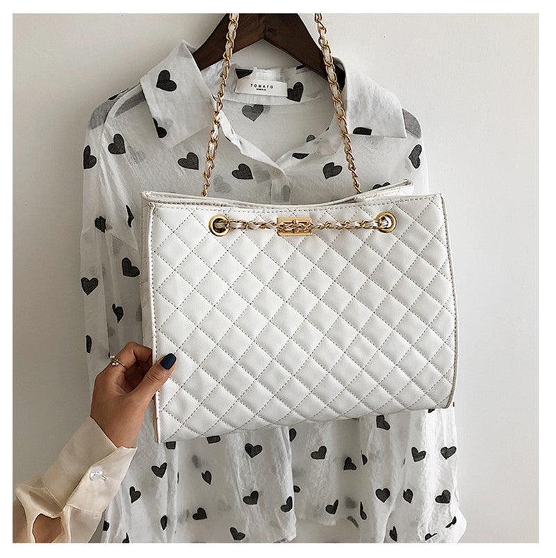 Ladies fashion shoulder bag diamond lattice pattern stylish beautiful bag