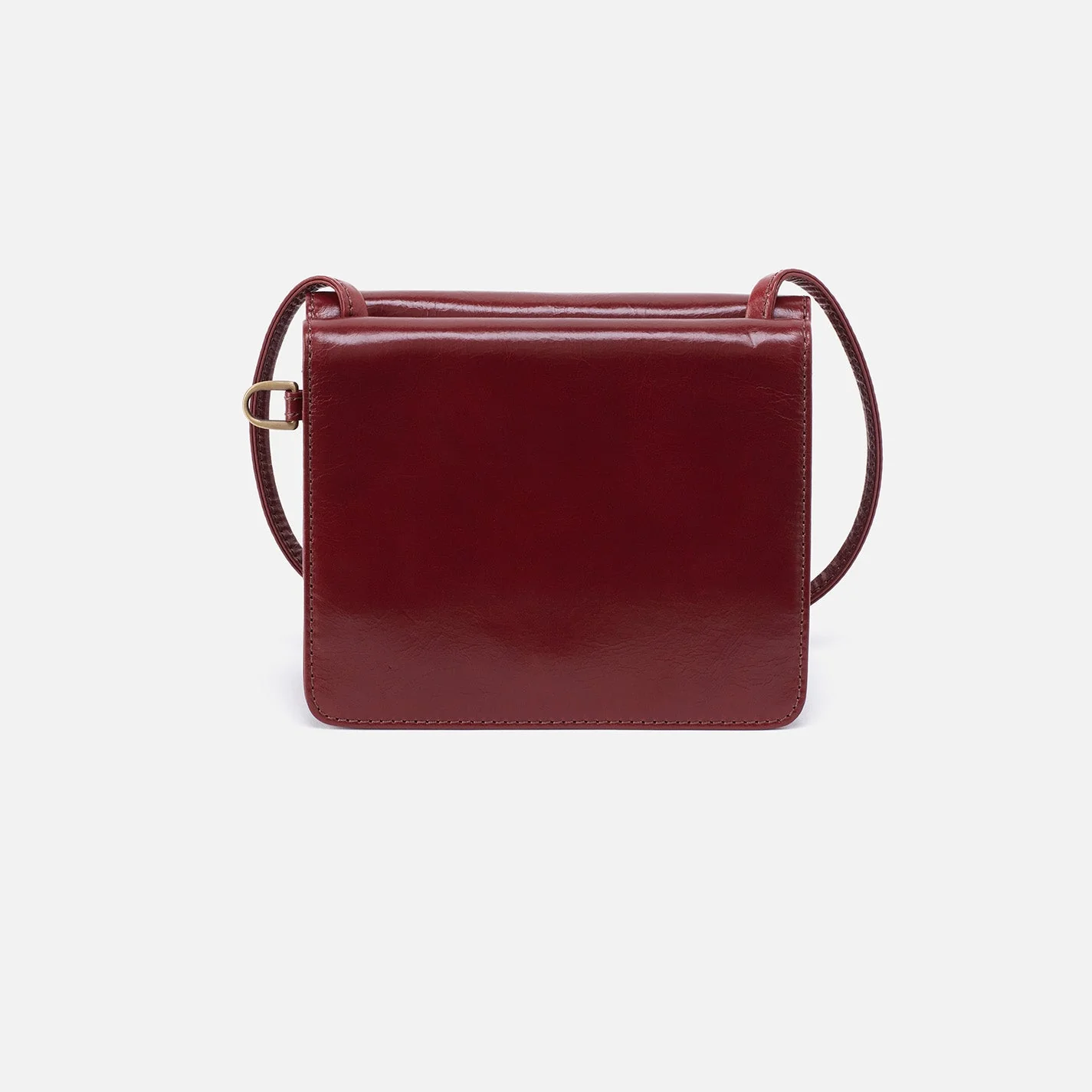 Jill Wallet Crossbody in Polished Leather - Henna Black