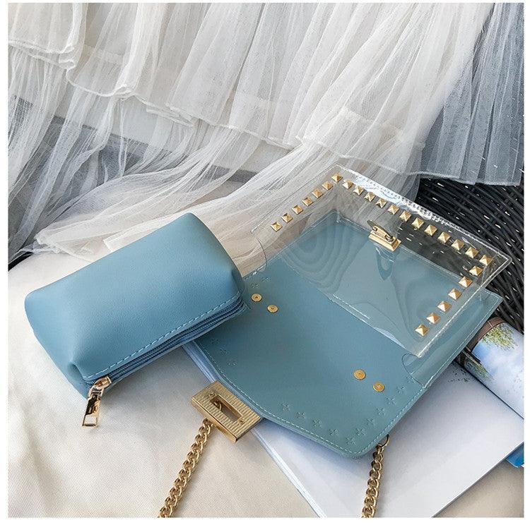 Ladies satchel bag with rivet decor