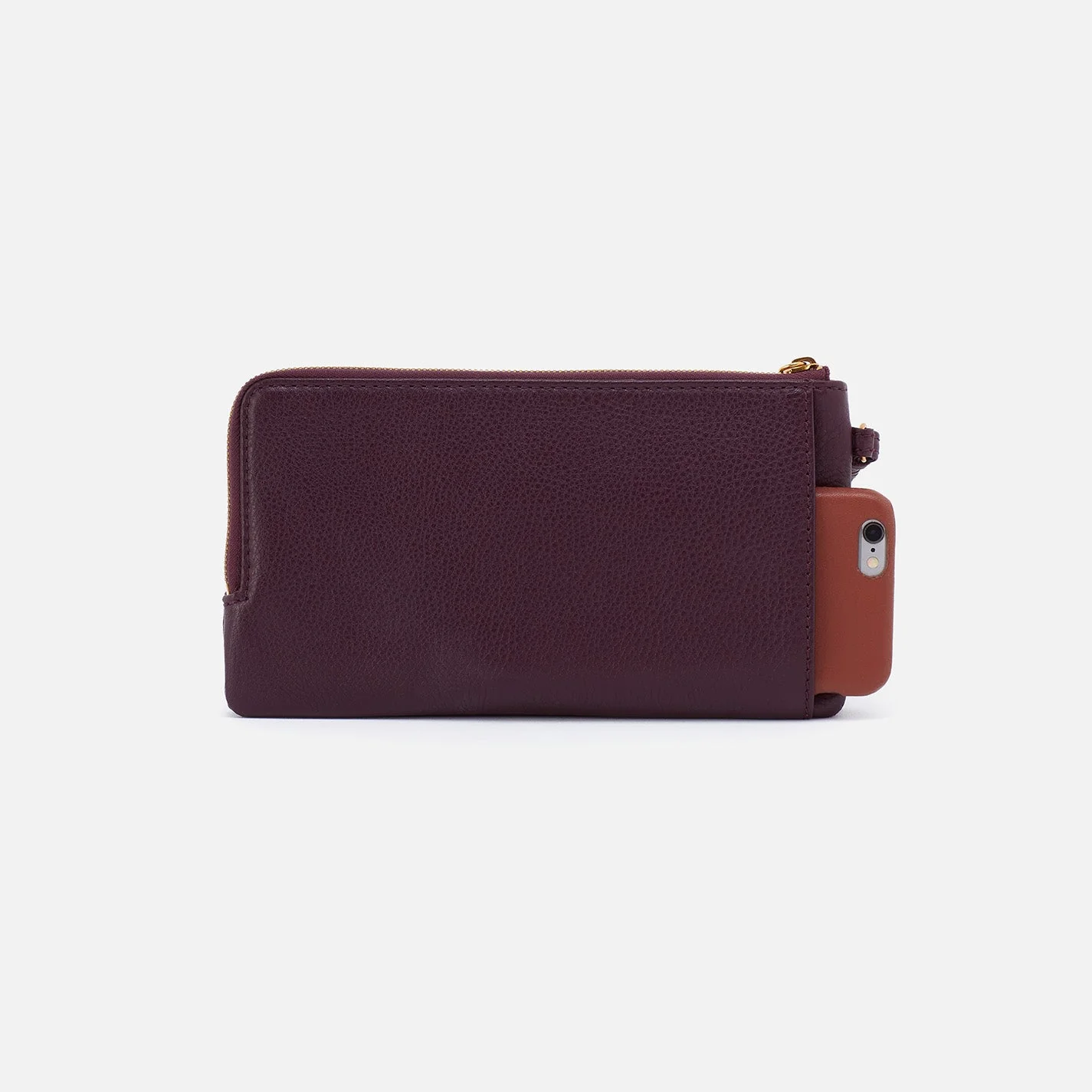 Dayton Wristlet in Pebbled Leather - Ruby Wine