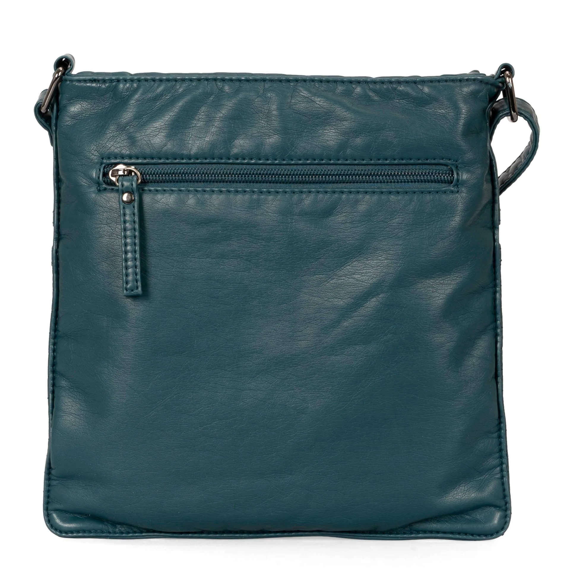 Small Faux Leather Quilted Multi Zip Crossbody