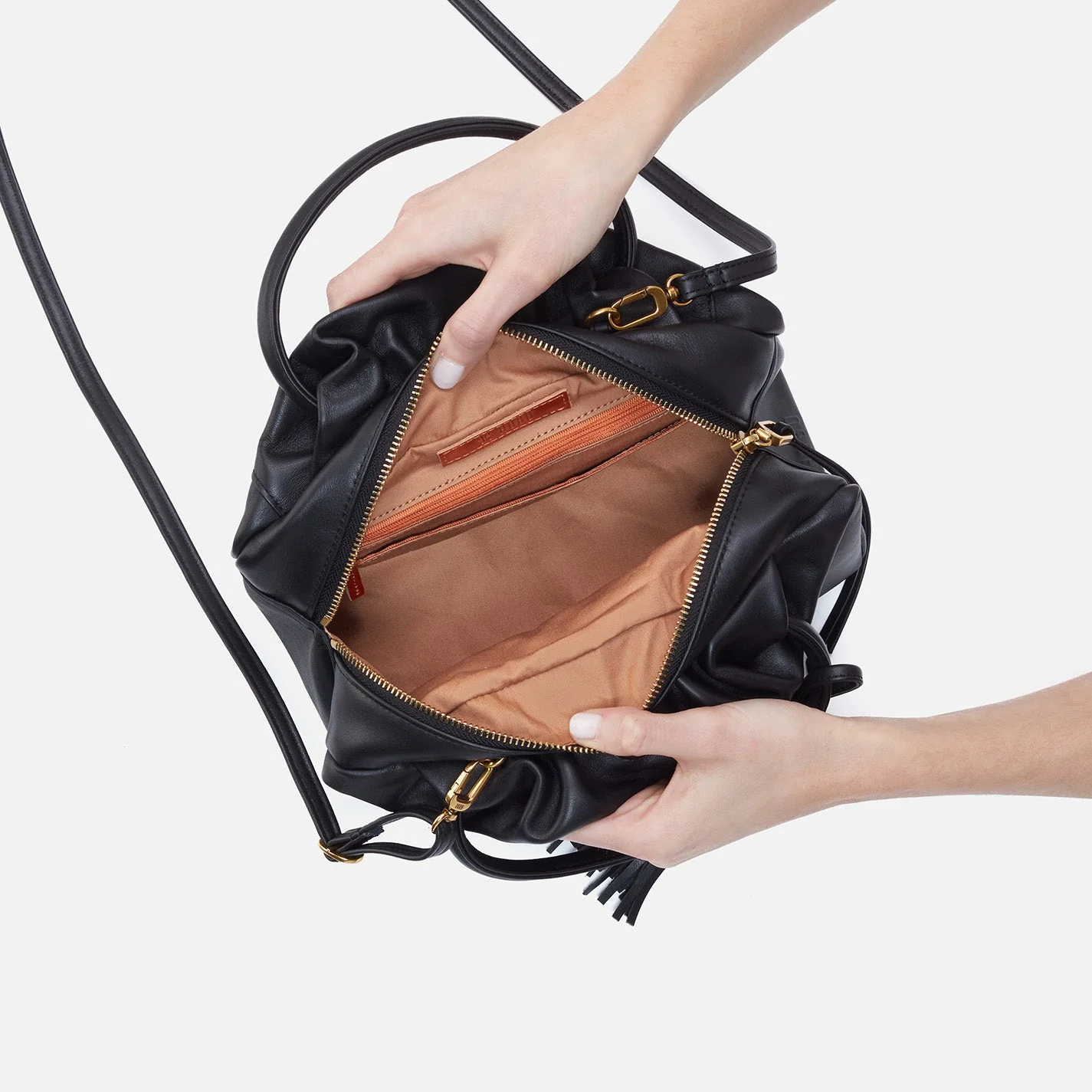 Darling Small Satchel in Silk Napa Leather - Black Lavender