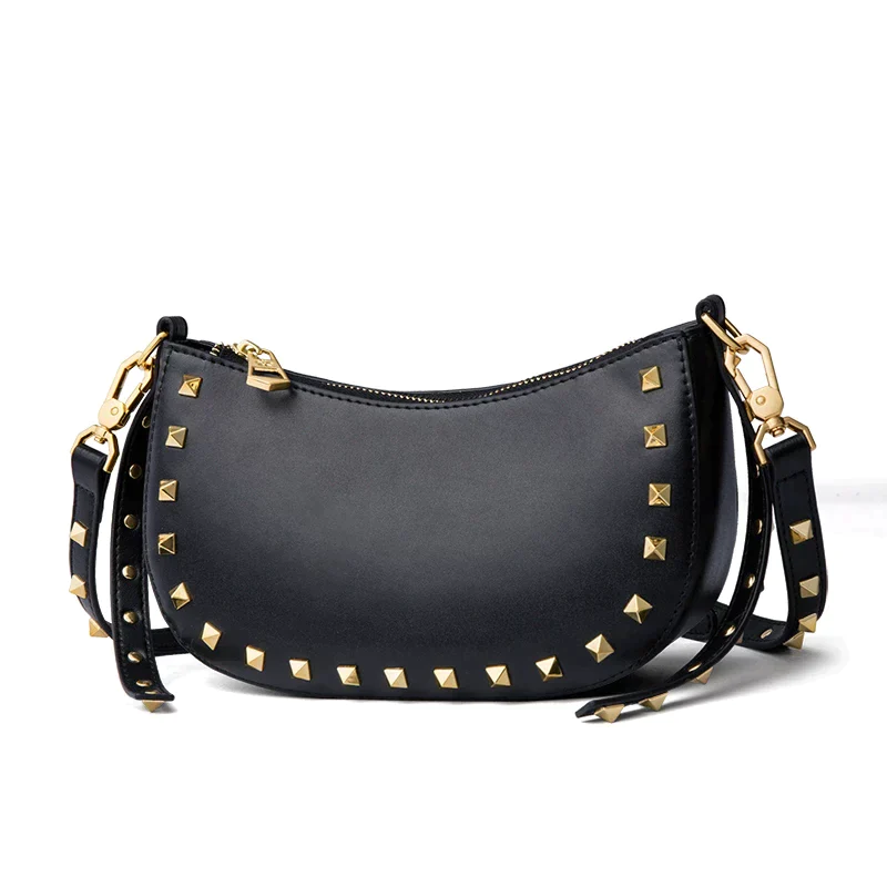 Women's messenger bag with rivet detail 100% Genuine leather bag