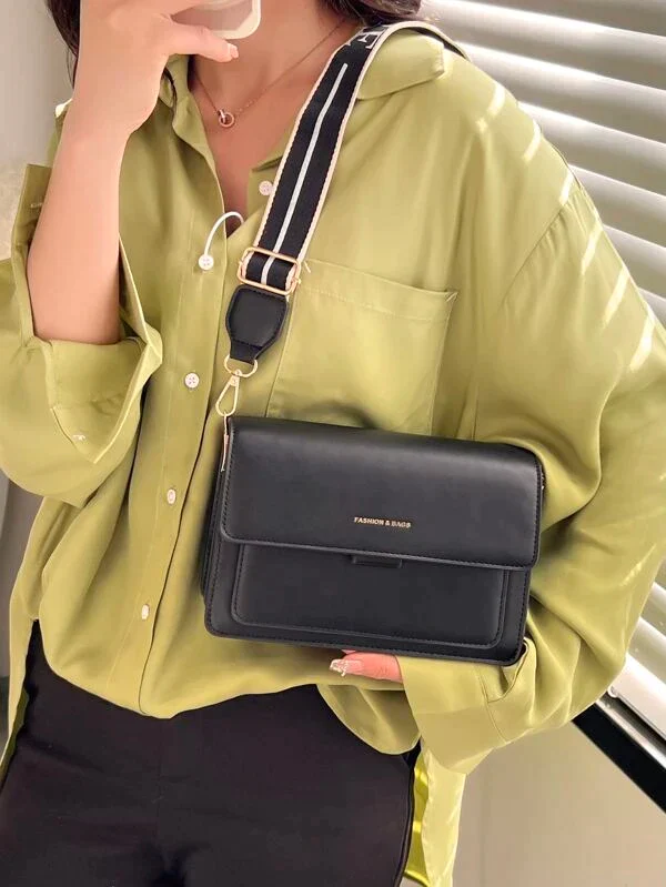 Ladies graphic flap messenger bag