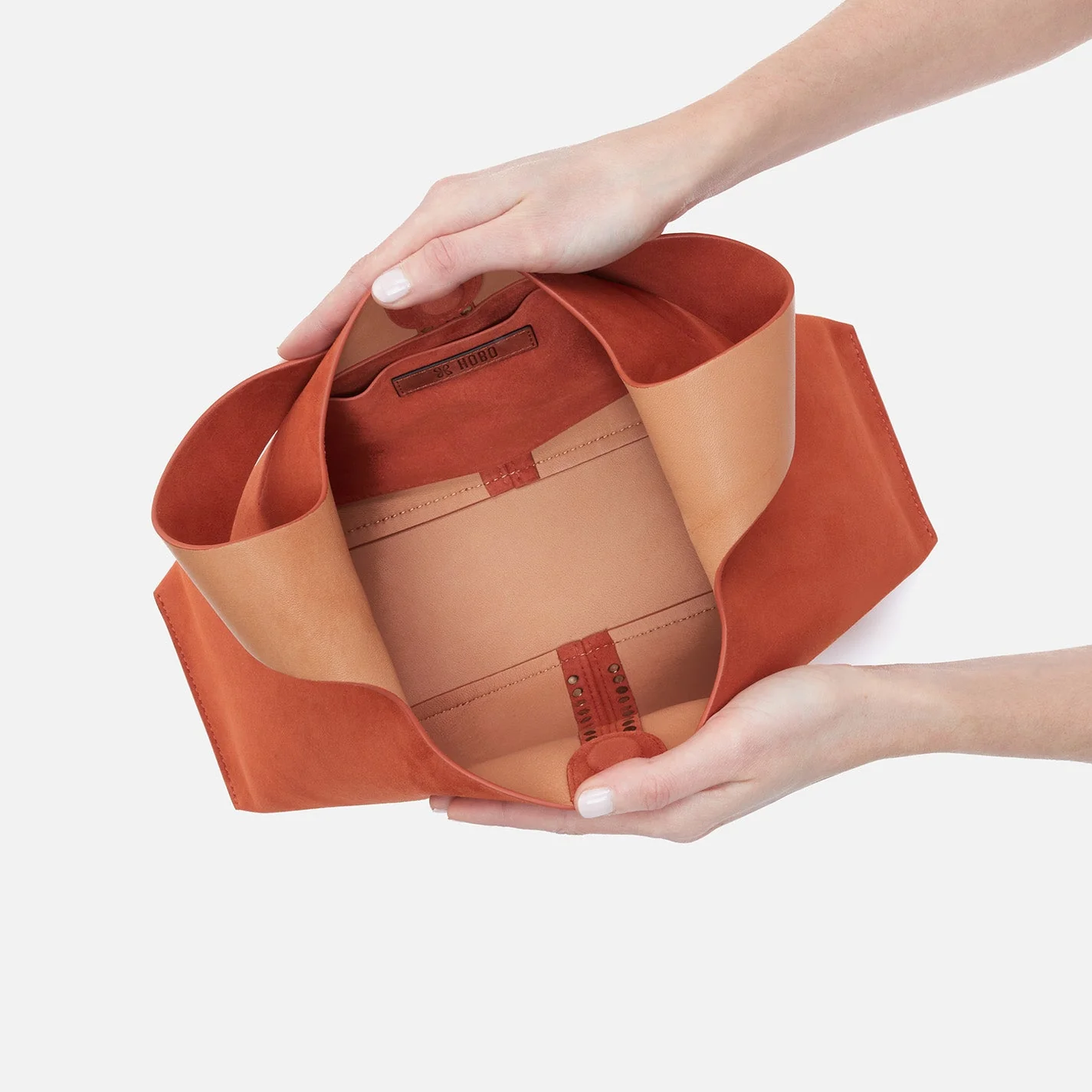 Joni Shoulder Bag in Suede With Studs - Cognac Cognac