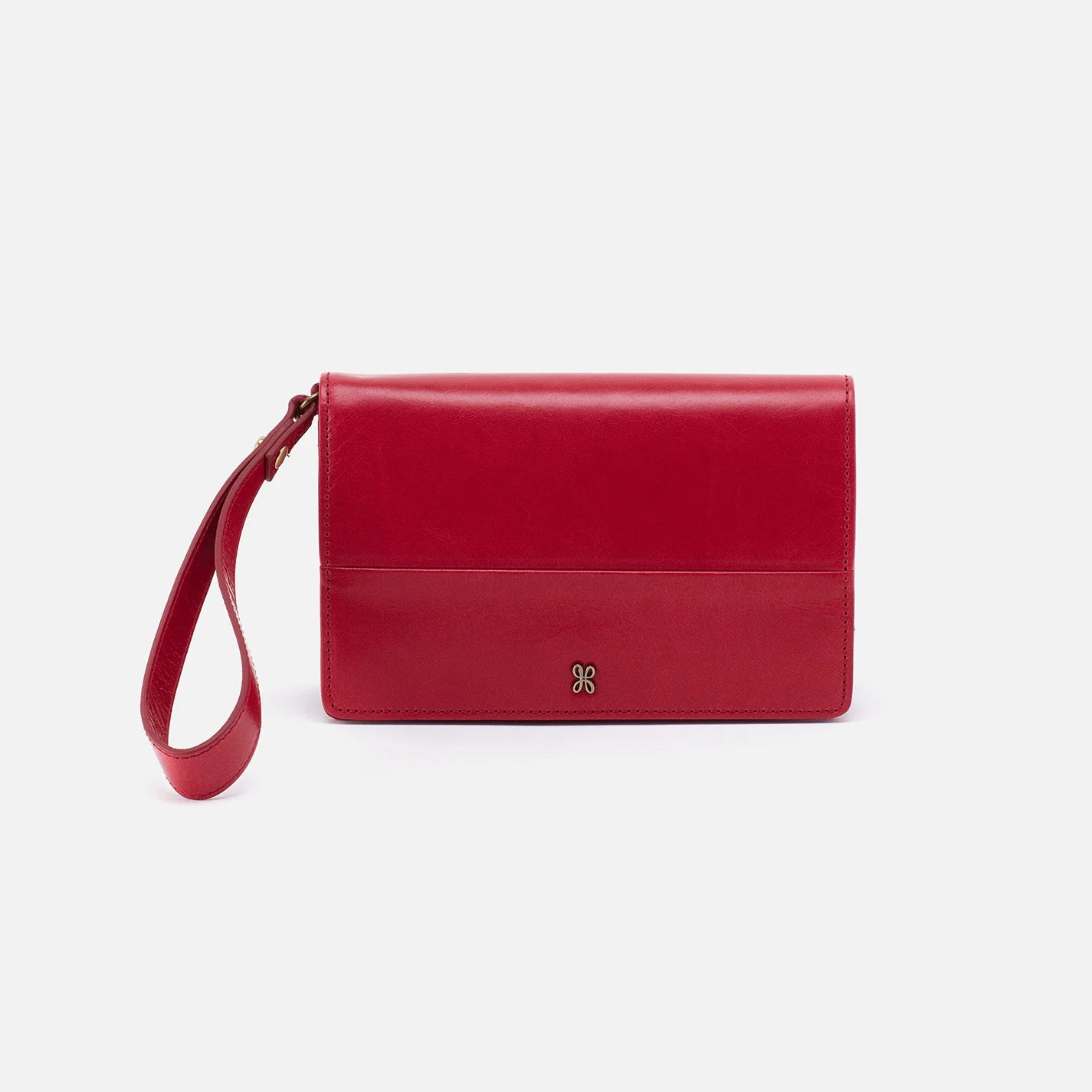 Jill Wristlet in Polished Leather - Claret Black