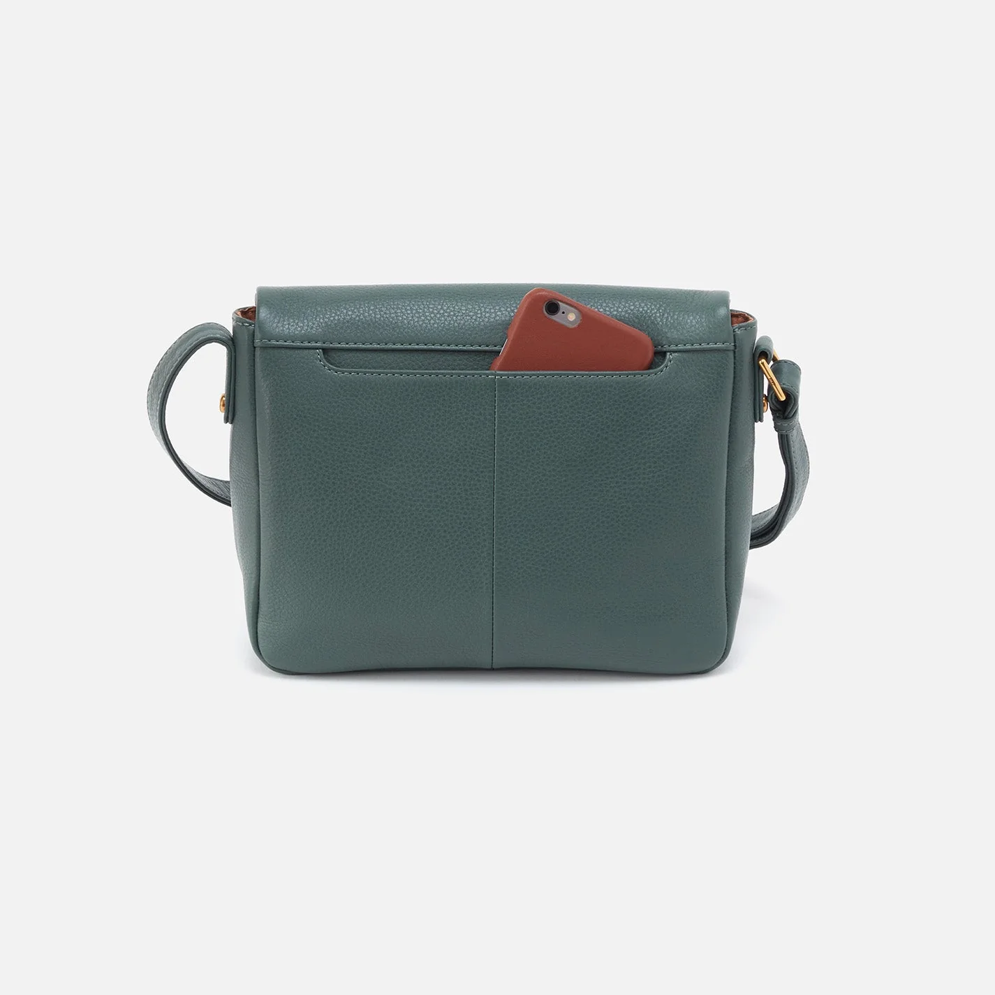 Fern Messenger Crossbody in Pebbled Leather - Sage Leaf Gold Leaf