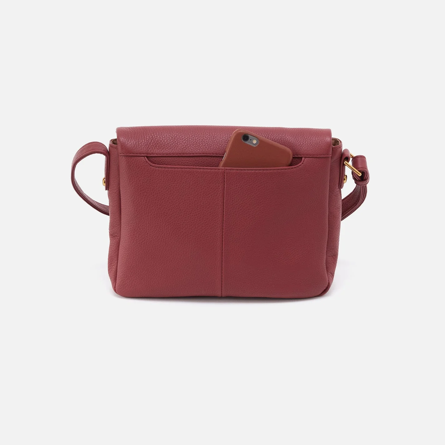 Fern Messenger Crossbody in Pebbled Leather - Red Pear Gold Leaf