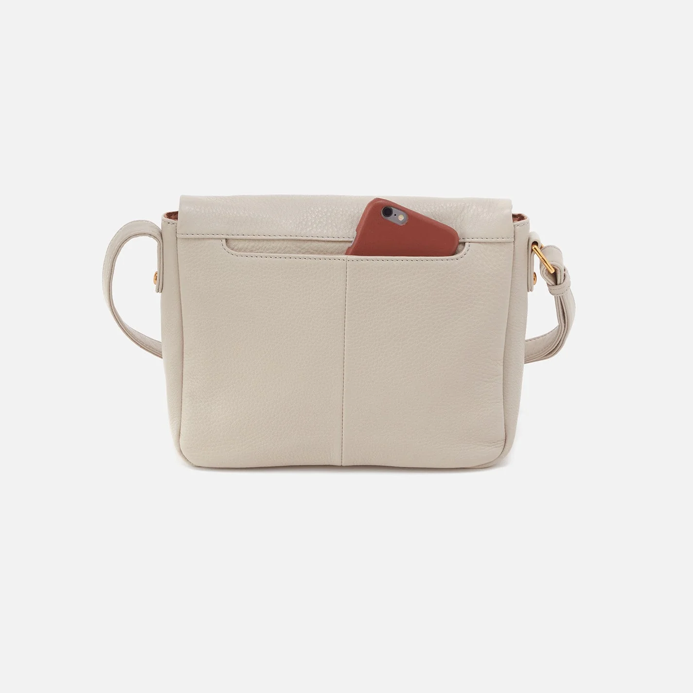 Fern Messenger Crossbody in Pebbled Leather - Chalk Gold Leaf