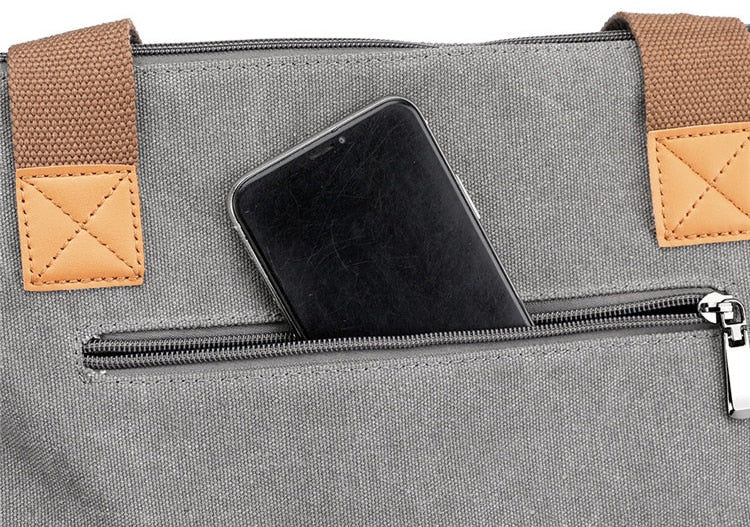 Large Zip Top Canvas Tote Bag