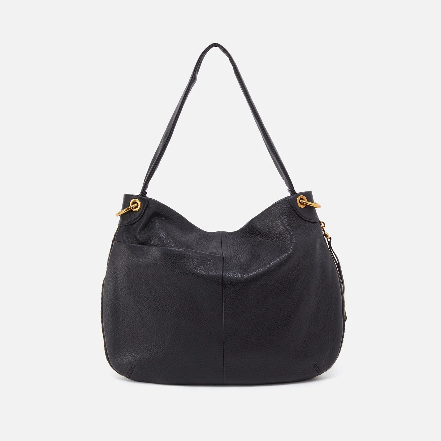 Fern Hobo in Pebbled Leather - Black Sandstorm