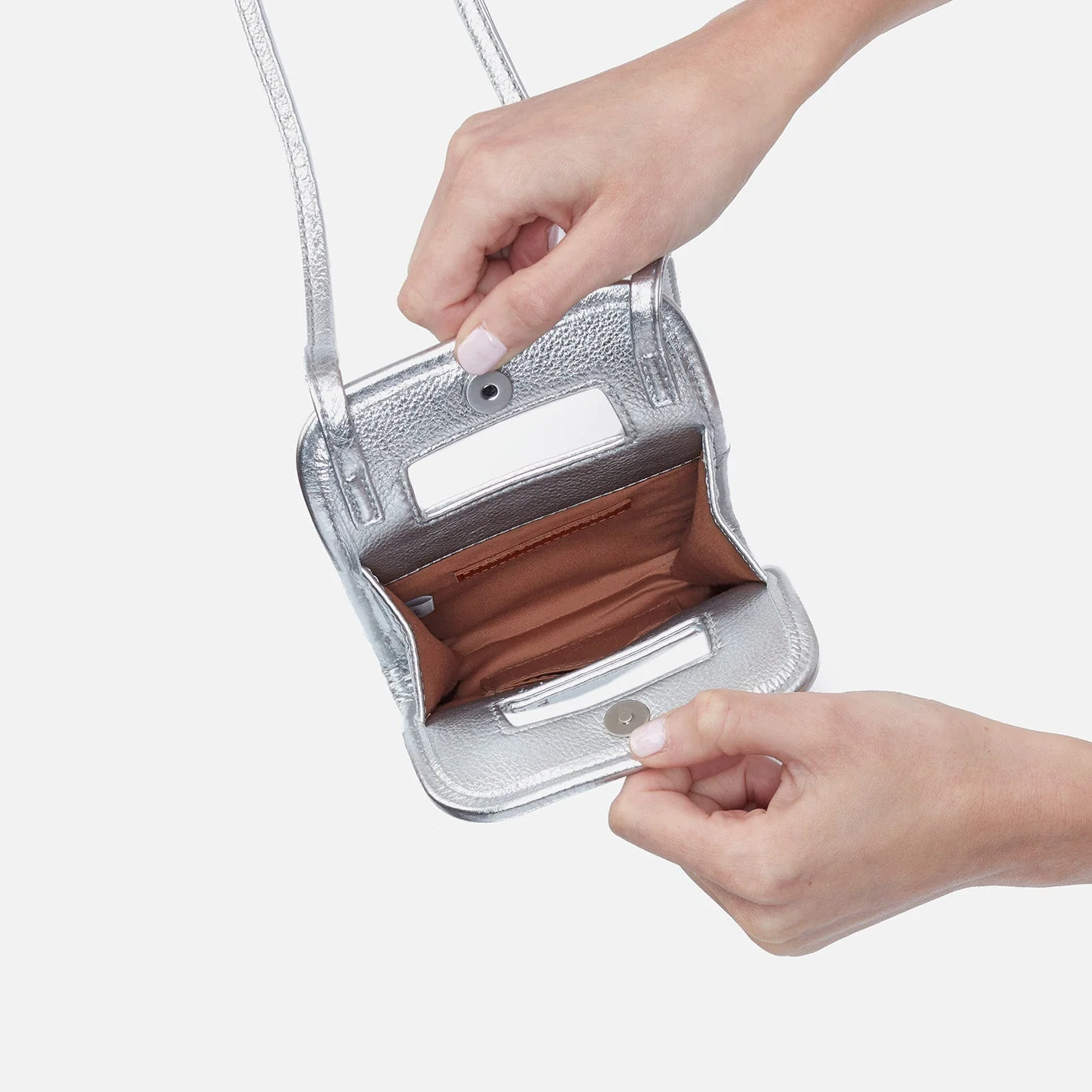 Ace Phone Crossbody in Metallic Leather