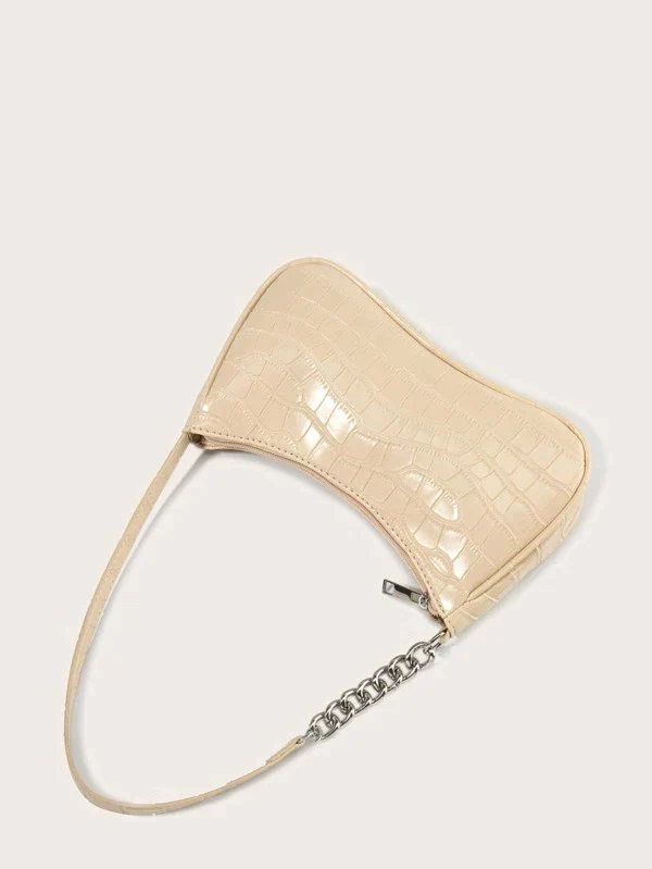 Ladies embossed baguette style shoulder bag