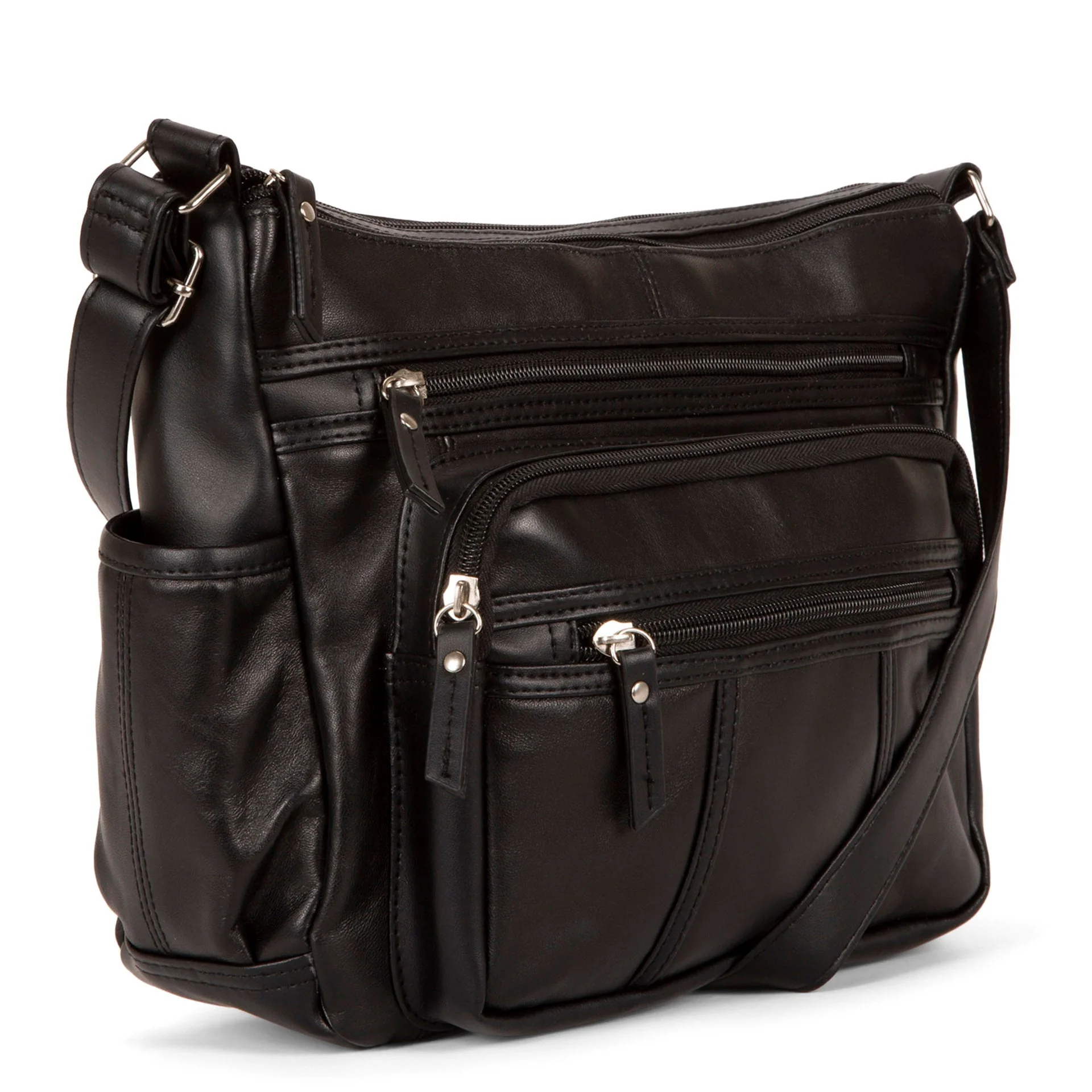 RFID Patch Leather Crossbody Handbag