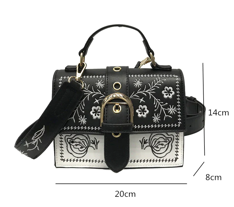 Ladies shoulder and crossbody bag vintage embroidered flower detail beautiful bag